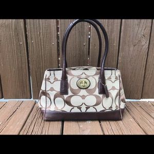 Coach Brown Fabric Hampton Madeline Tote 11557